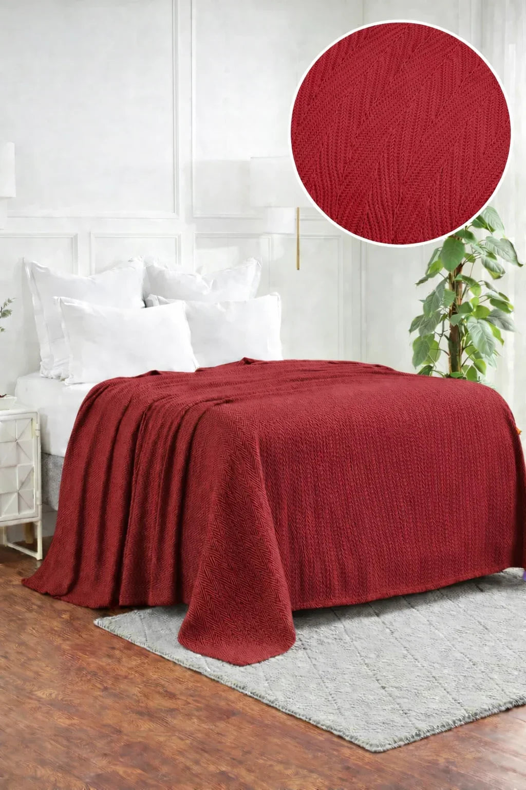Zig-Zag Chevron Cotton Thermal Blanket – All-Season Cozy Throw