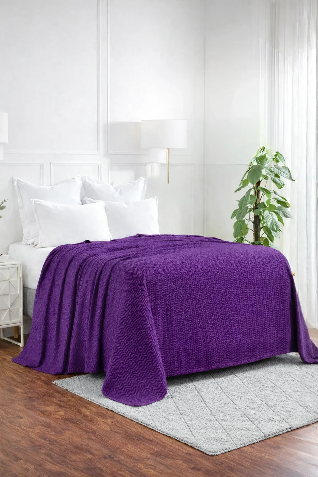 Zig-Zag Chevron Cotton Thermal Blanket – All-Season Cozy Throw