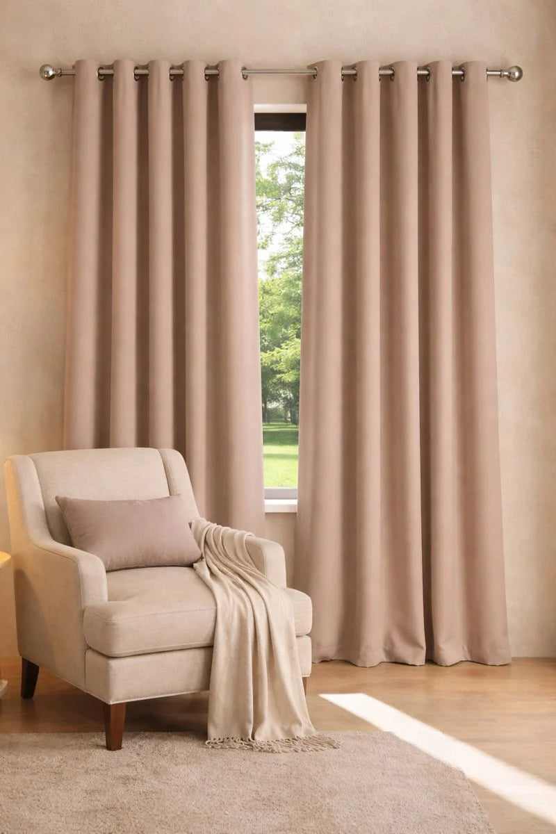 Muted Rose Luxury Solid Velvet Grommet Curtain Set of 2 for Home Decor