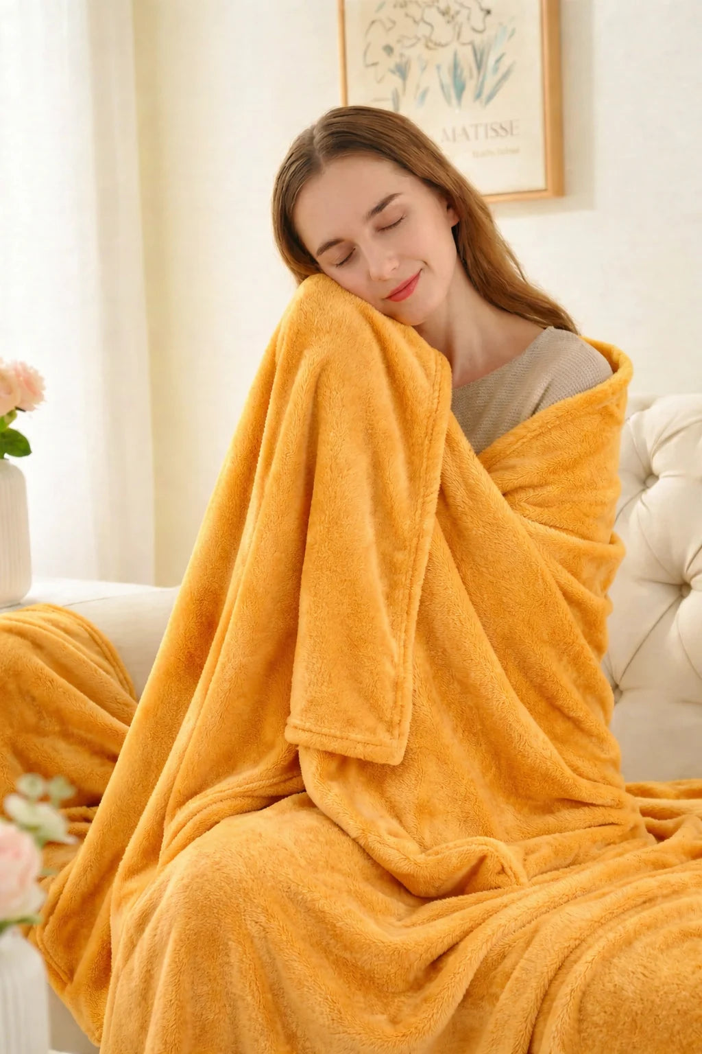 Yellow Fleece Throw Blanket
