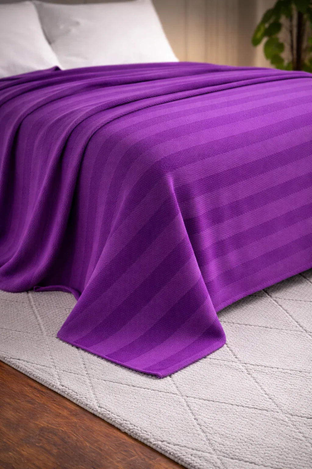 Purple Thermal Cotton Blanket – Chevron Texture