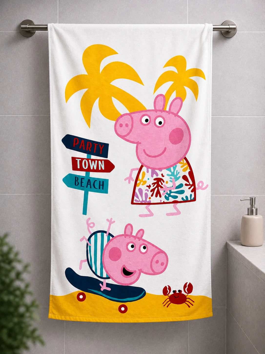 Colorful Cartoon Print Bath Towel – 27" x 53"