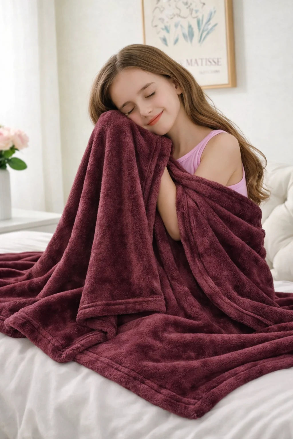 Premium Kids Plush Blanket Maroon – 30 x 40 Inches