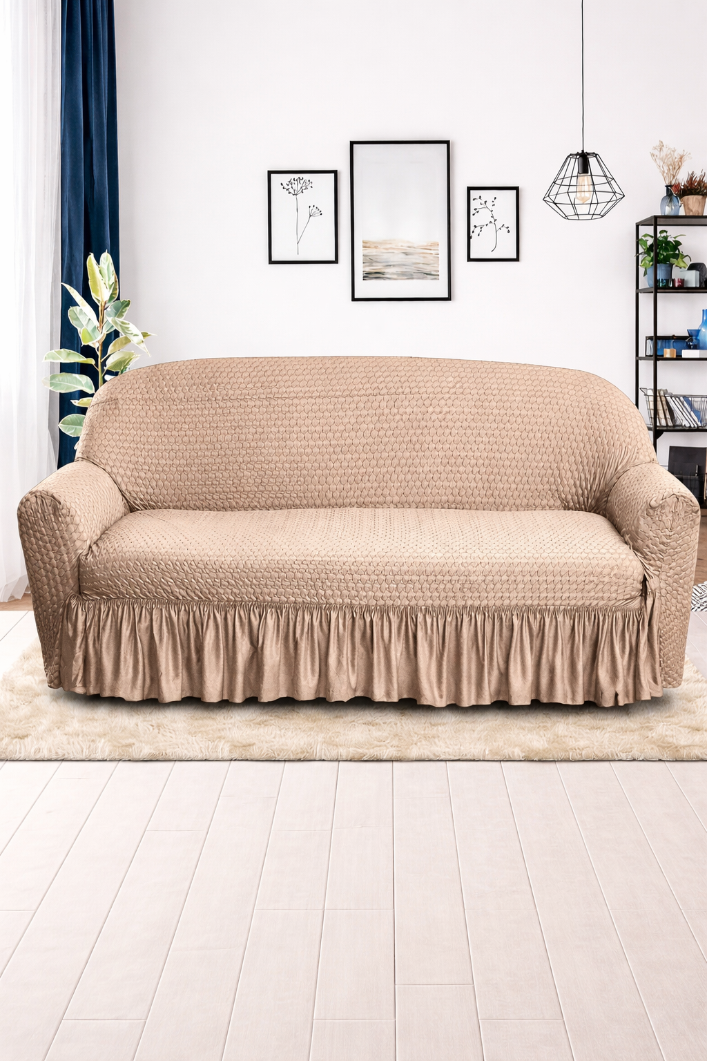 Frill Butterfly Sofa Cover – Soft Stretch (Moose Color)