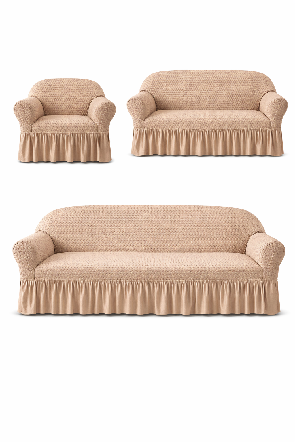 Frill Butterfly Sofa Cover – Soft Stretch (Moose Color)