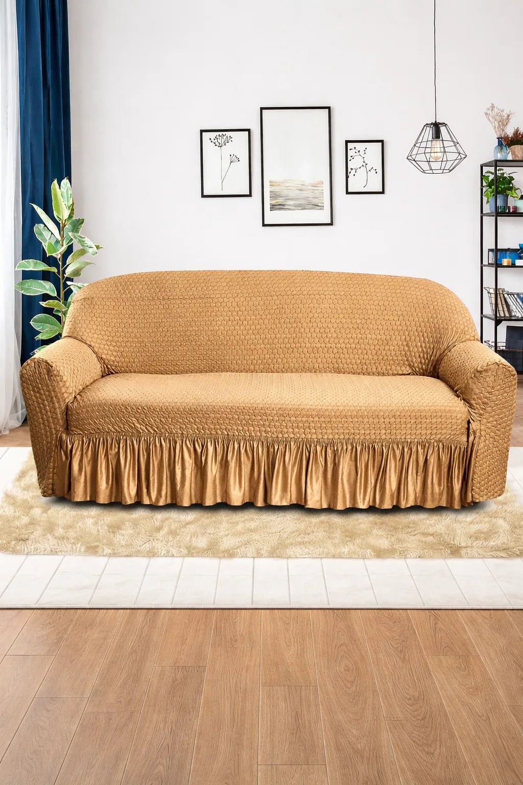 Frill Butterfly Sofa Cover – Soft Stretch (Golden Skin Color)