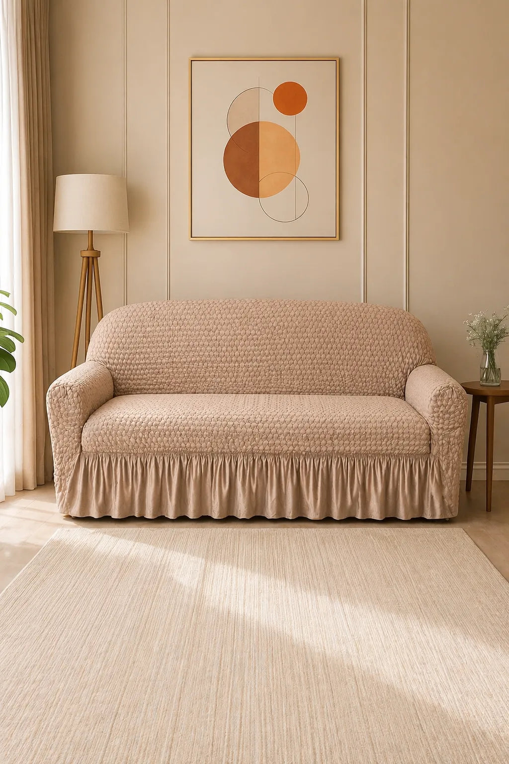 Frill Butterfly Sofa Cover – Soft Stretch (Moose Color)