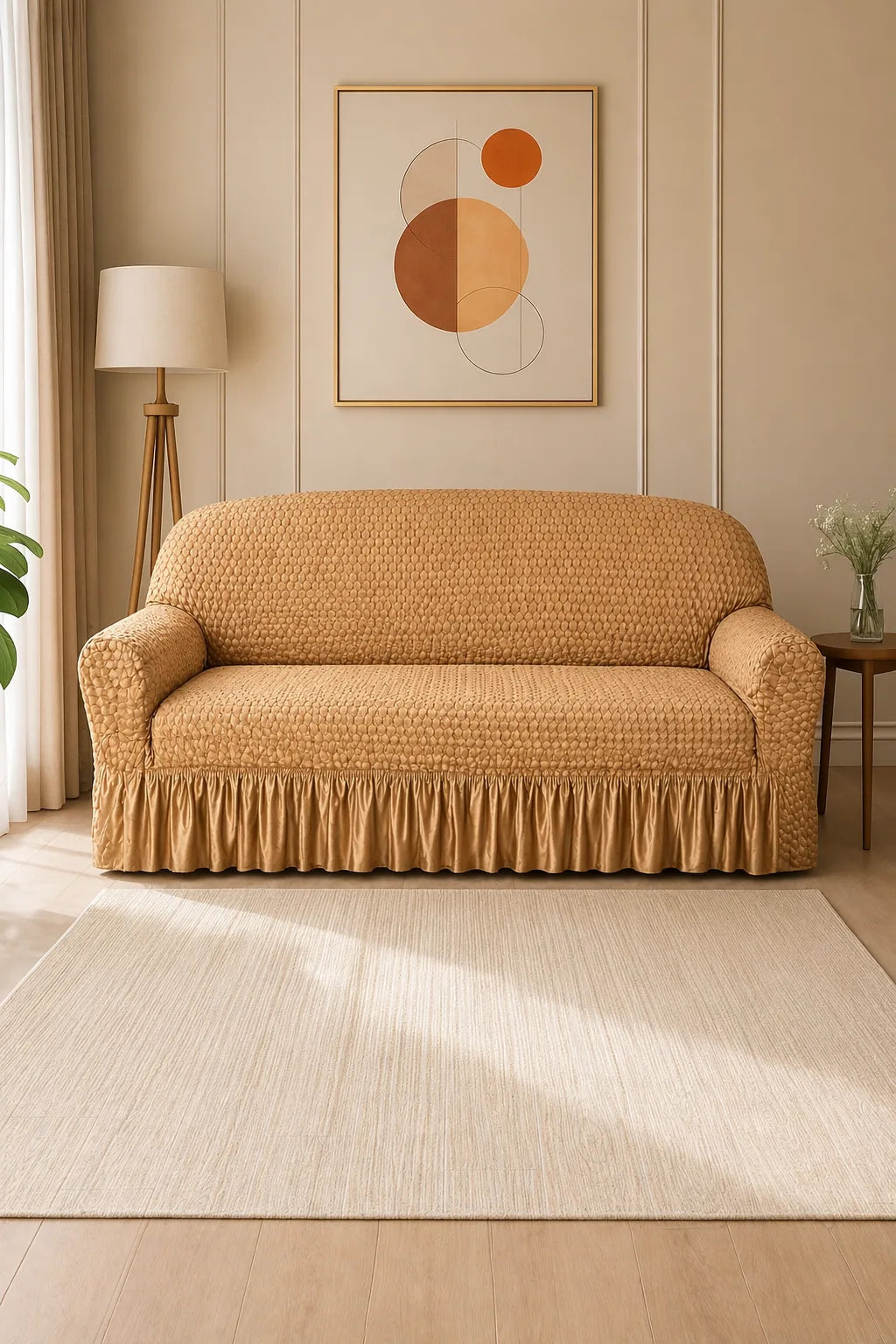 Frill Butterfly Sofa Cover – Soft Stretch (Golden Skin Color)