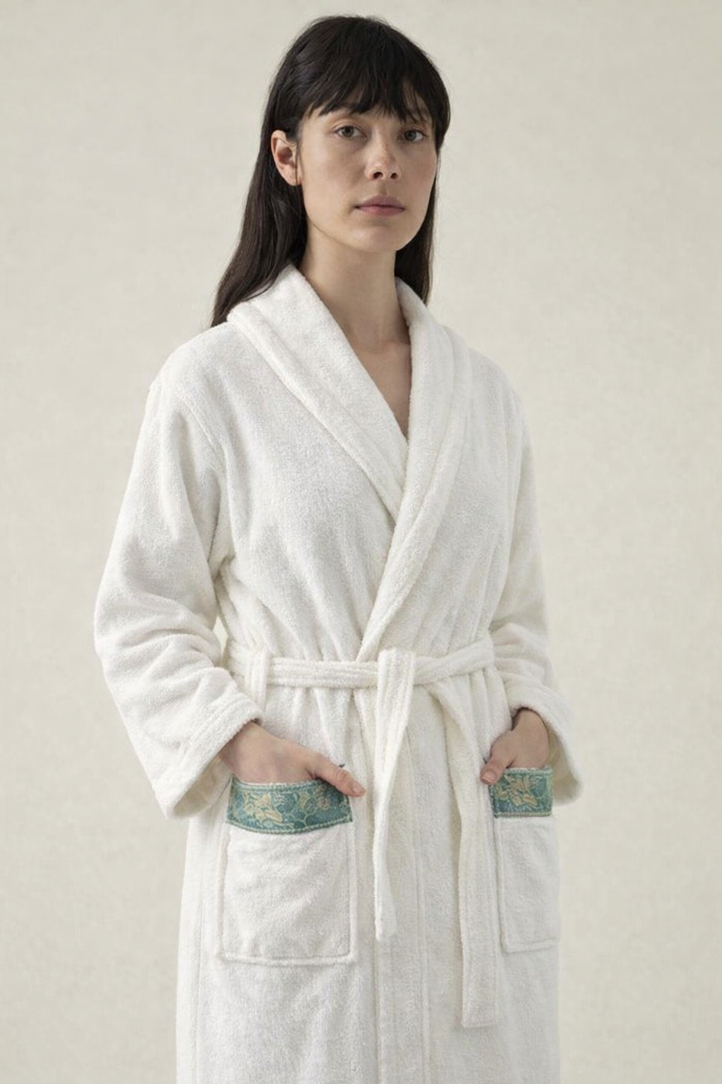Zero Twist Embroidery Unisex Bathrobe – 100% Cotton with Slipper & Towel