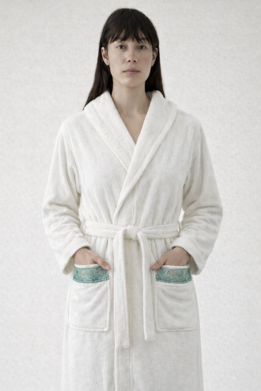 Zero Twist Embroidery Unisex Bathrobe – 100% Cotton with Slipper & Towel