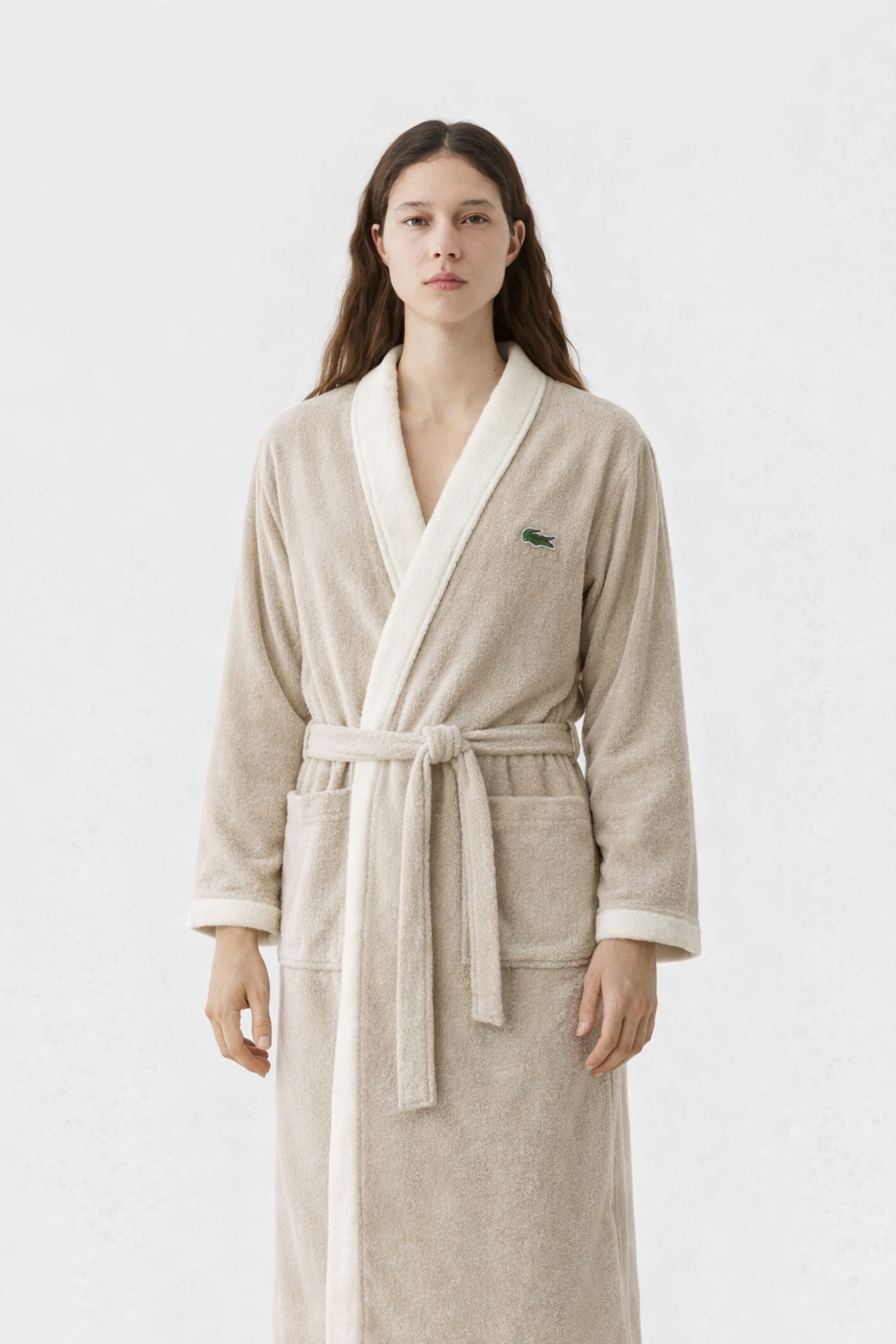 Luxury Lacoste Cotton Bathrobe – Soft & Absorbent, Light Teal