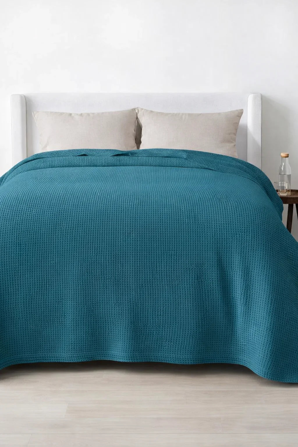 Teal Waffle Blanket – Soft, Breathable, Organic Comfort