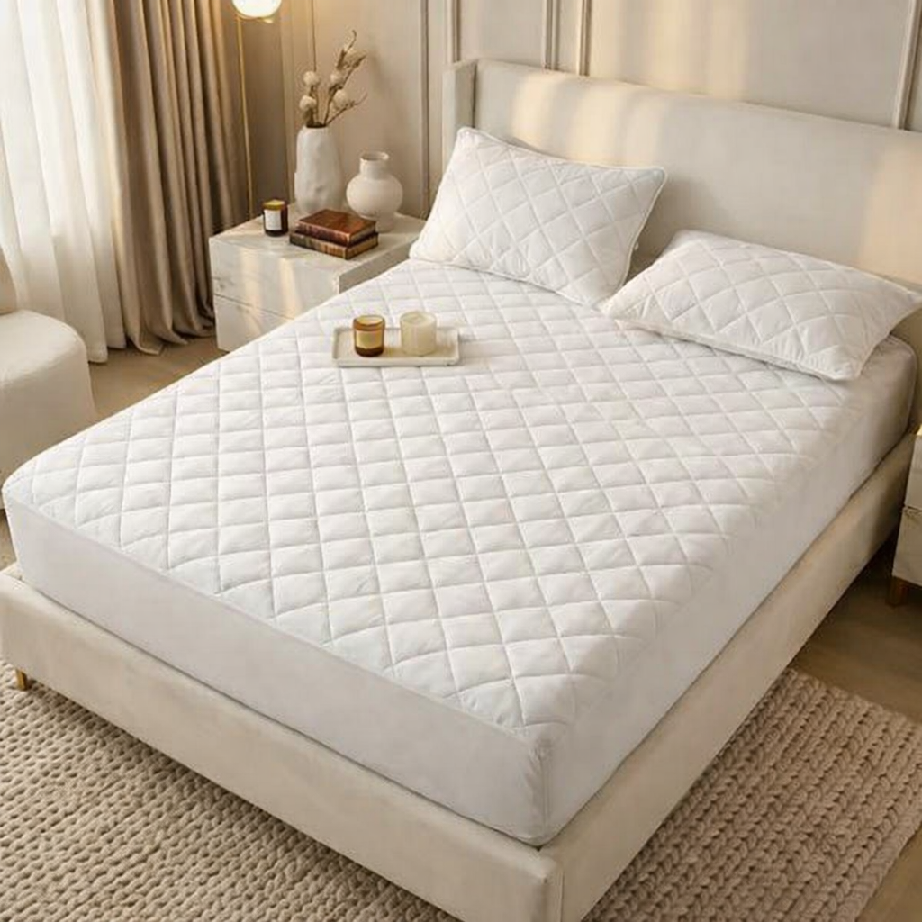 King Size Waterproof Quilted Mattress Cover + 2 Pillow Covers