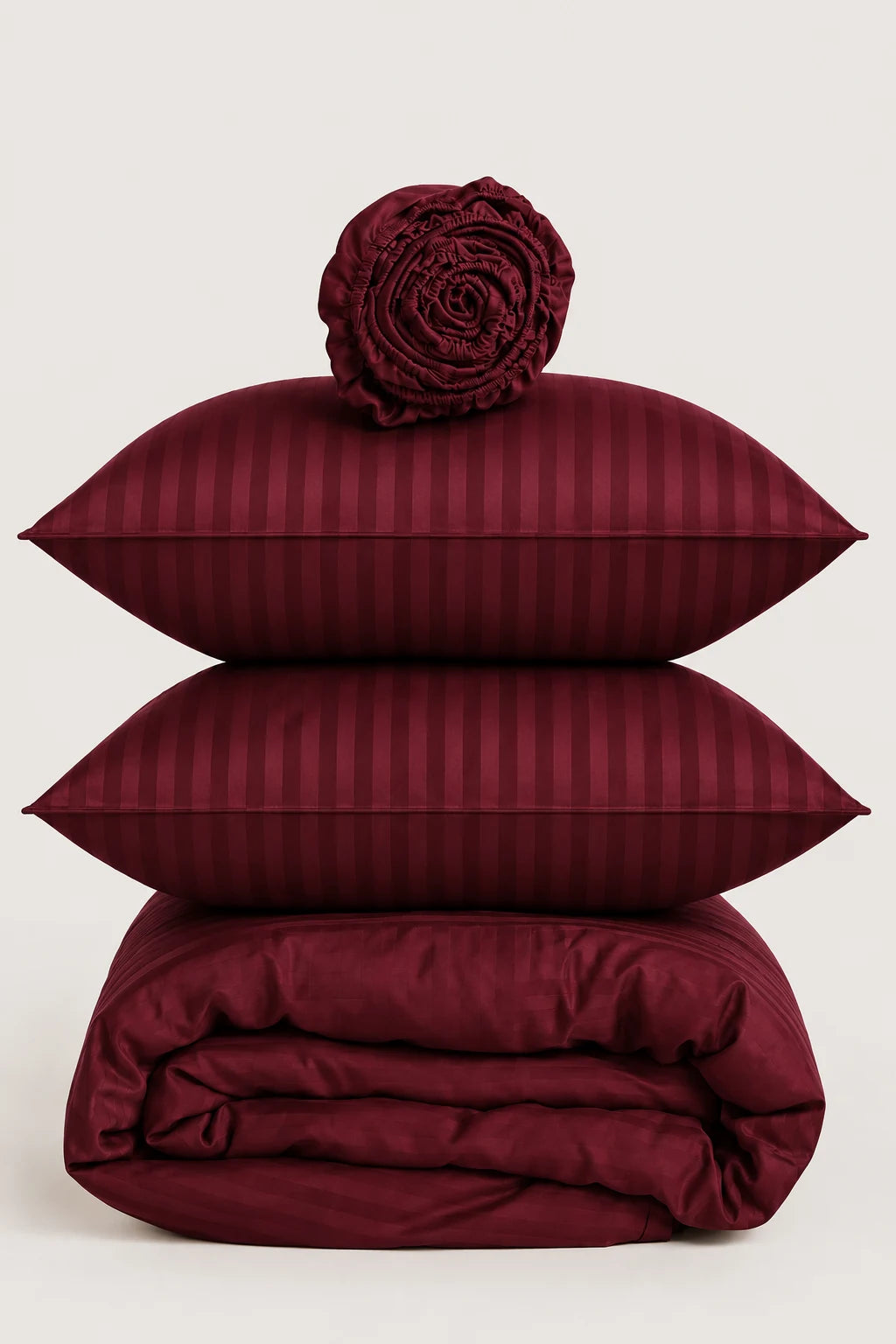 Wine Red Quilt Cover Set (6PCS - King Size)