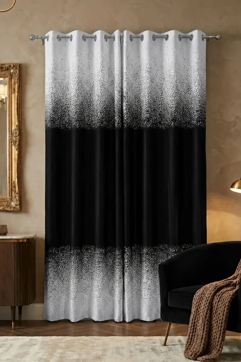 Black Ombre Speckled Curtain Set – Stylish & Modern Home Décor