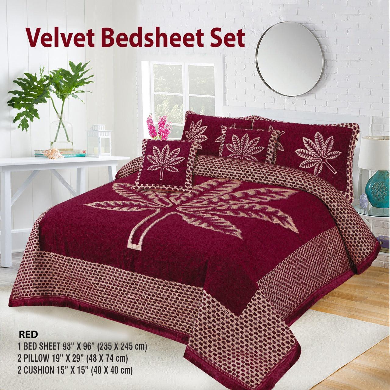 Velvet Jacquard Bed Sheet 5 Pcs set King Size