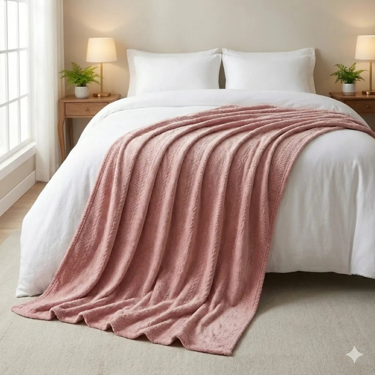 Premium Peach Dyed Embossed AC Fleece Blanket