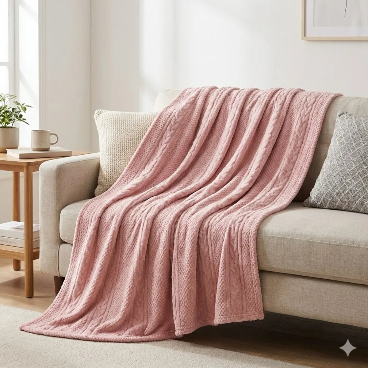 Premium Peach Dyed Embossed AC Fleece Blanket