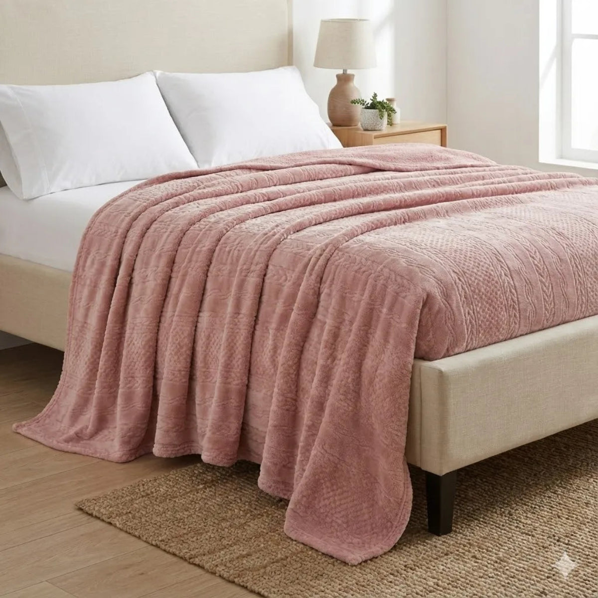 Premium Peach Dyed Embossed AC Fleece Blanket