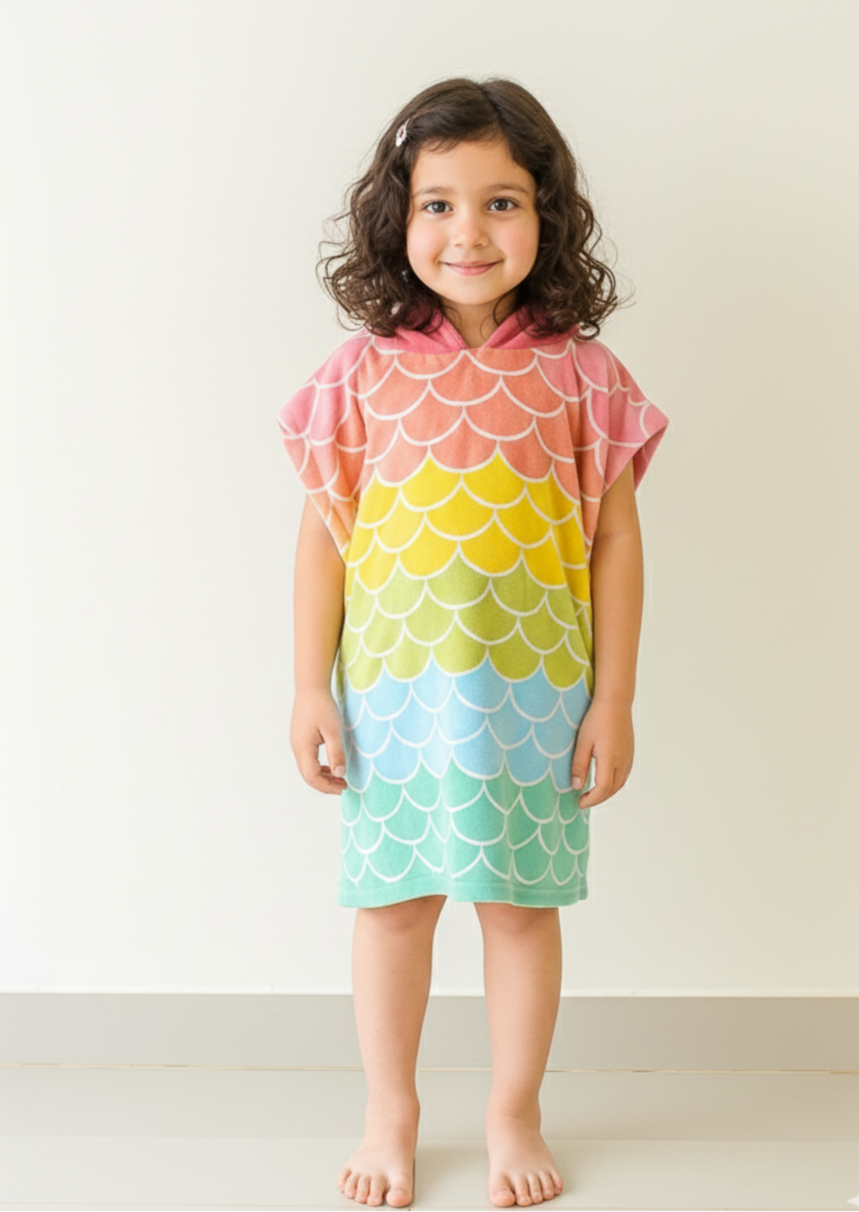 Fluffy Hooded Poncho for Kids – Perfect for Bath & Beach