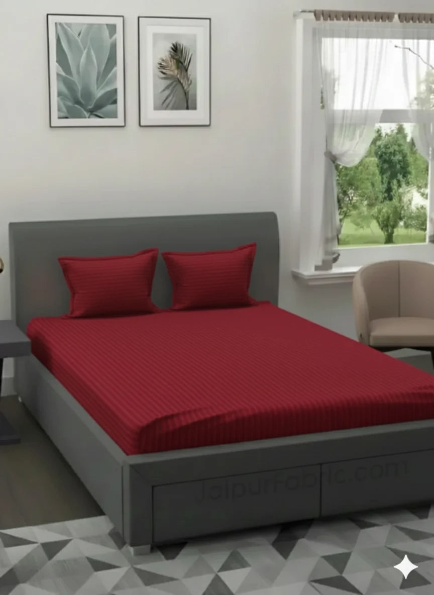 LUXURY 3PC FITTED STRIPE BEDSHEET