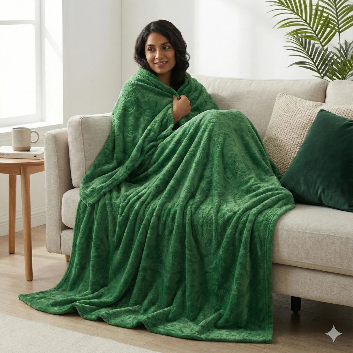 Premium Green Dyed Embossed AC Fleece Blanket