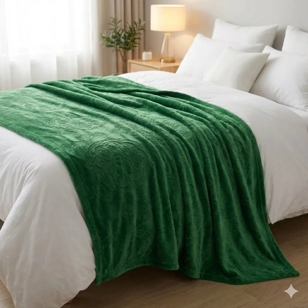 Premium Green Dyed Embossed AC Fleece Blanket