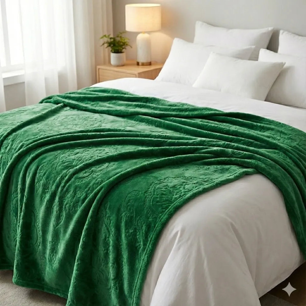 Premium Green Dyed Embossed AC Fleece Blanket