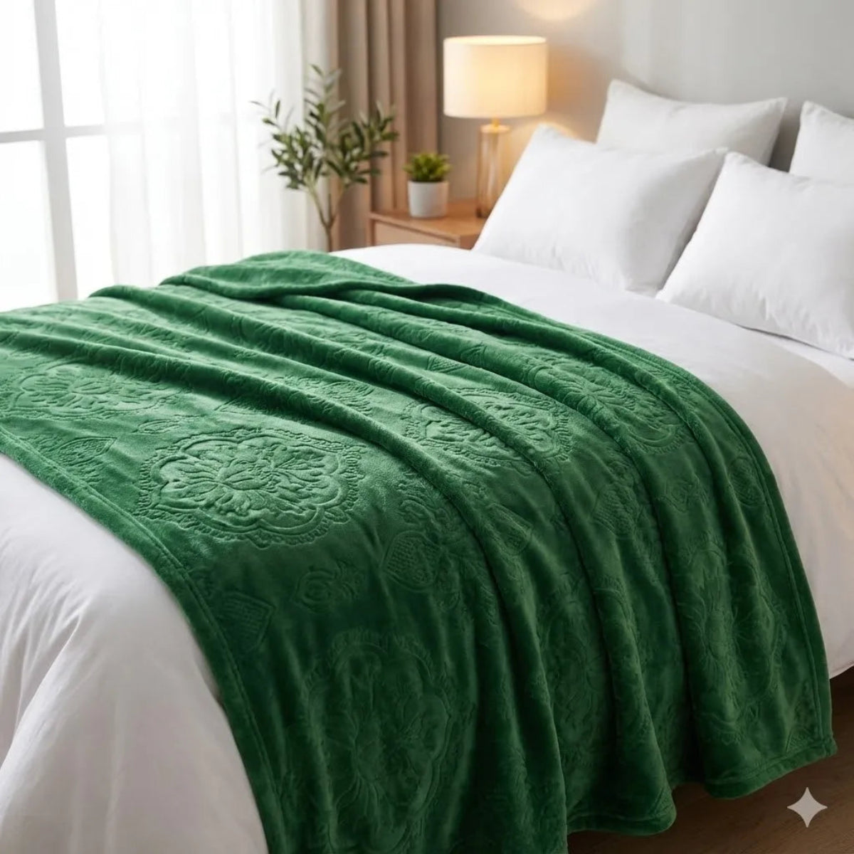 Premium Green Dyed Embossed AC Fleece Blanket