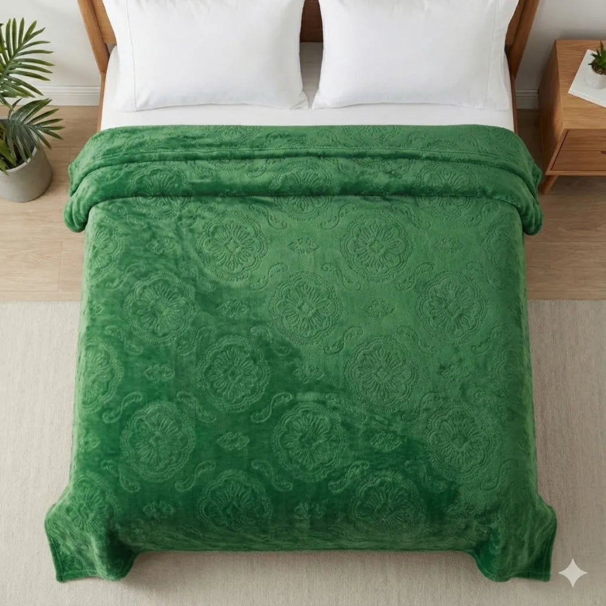 Premium Green Dyed Embossed AC Fleece Blanket