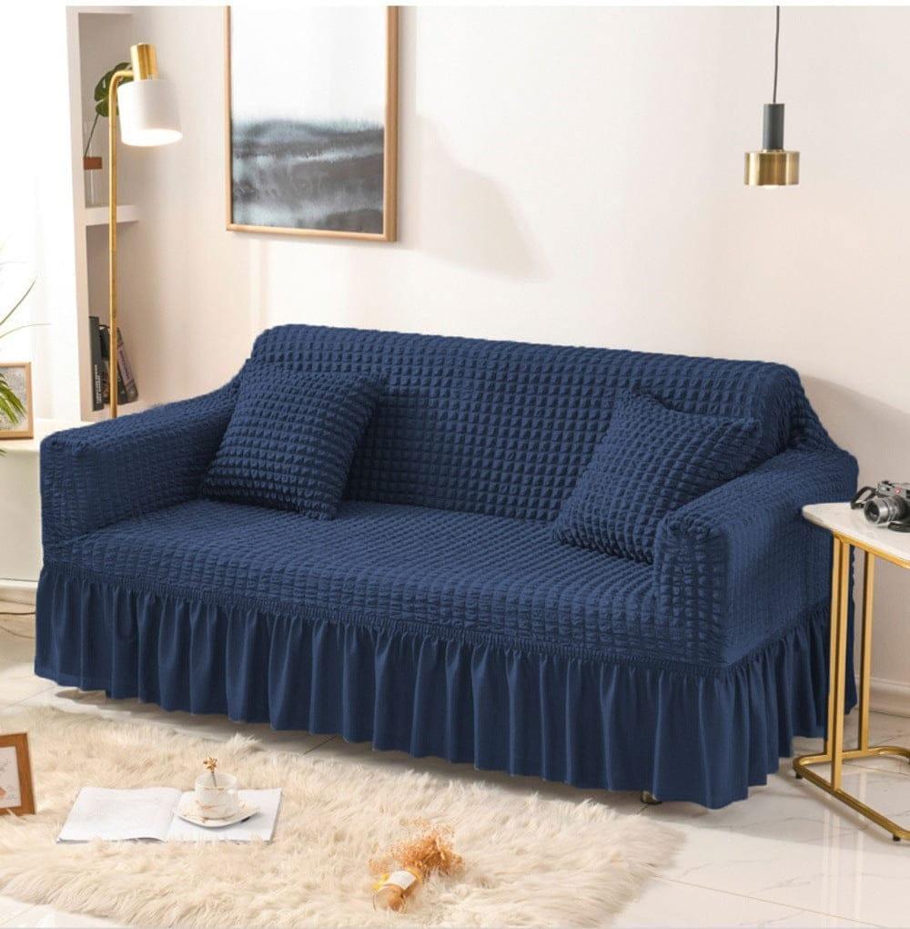 Frill Style Bubble Stuff Sofa Cover (Blue Color)