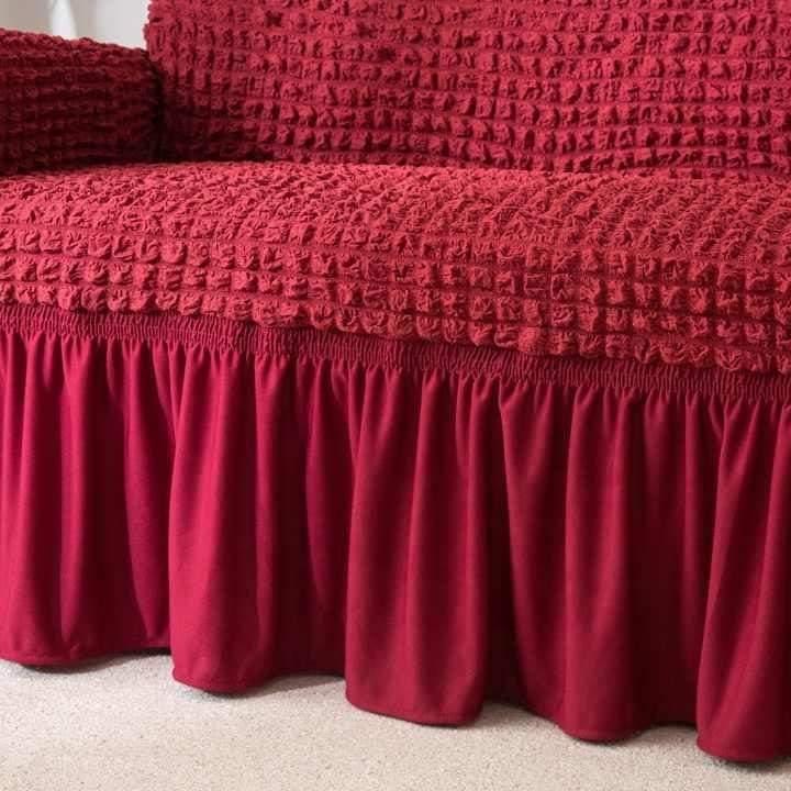 Frill Style Bubble Stuff Sofa Cover (Maroon Color)