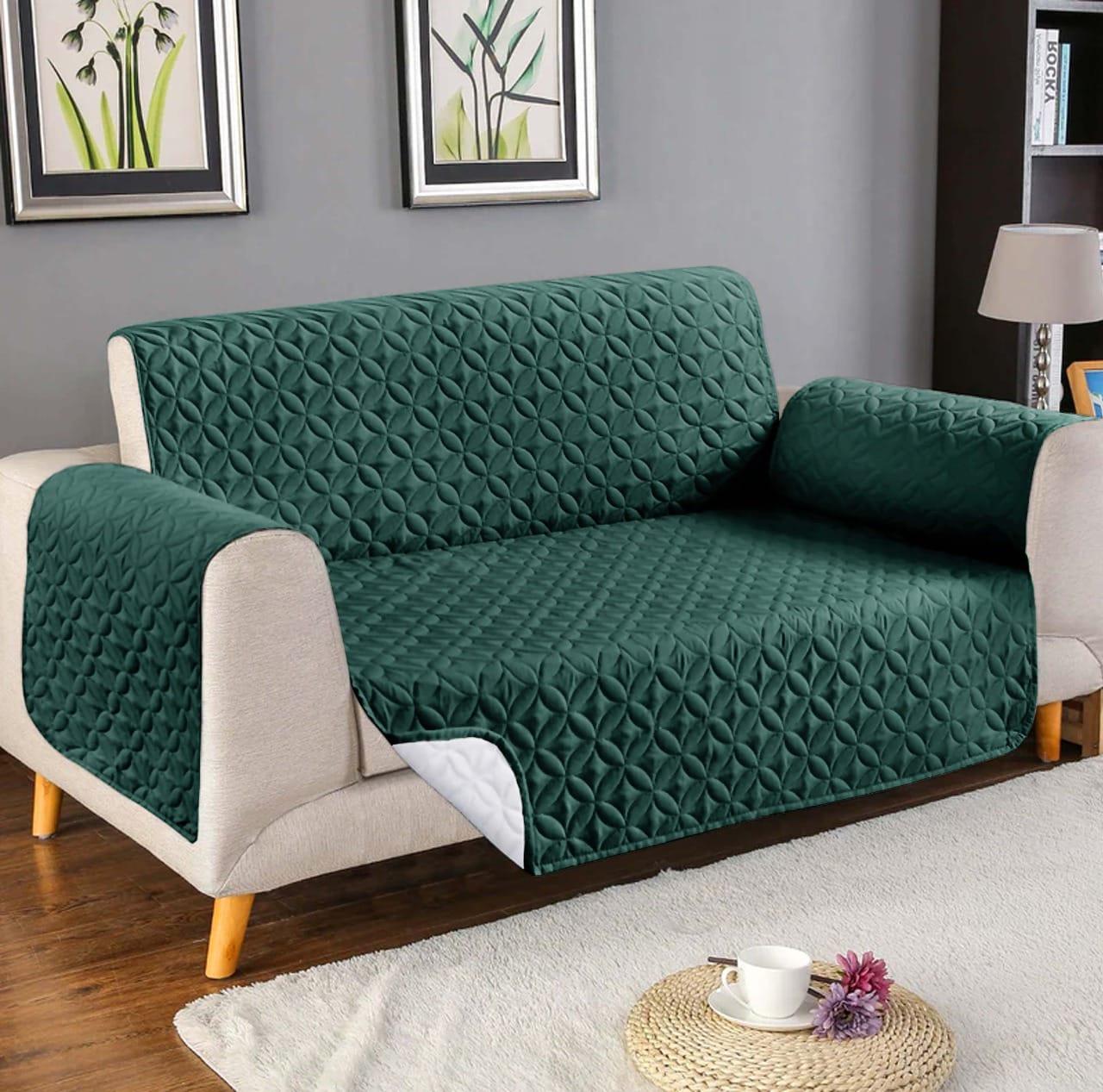 Ultrasonic Quilted Sofa Cover (Green Color)