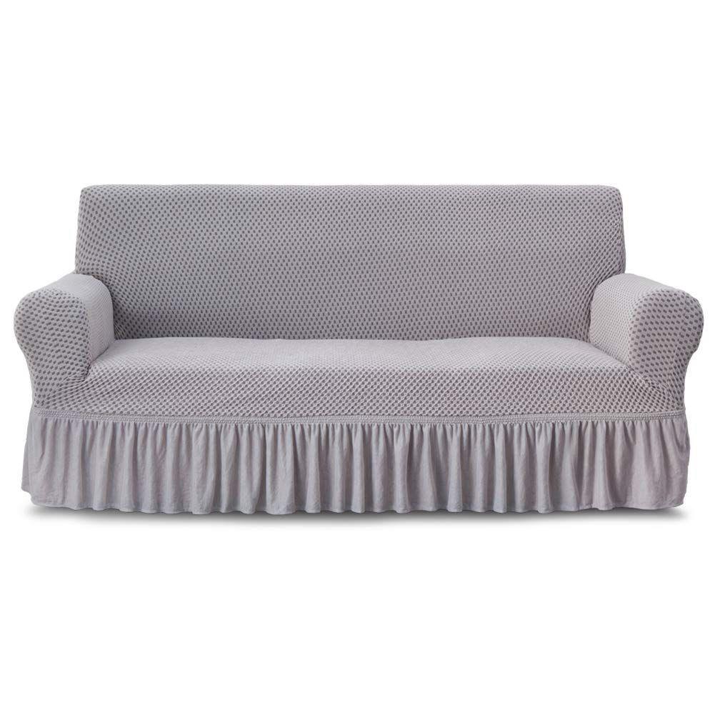 Frill Style Micro Mesh Sofa Cover (Silver Color)