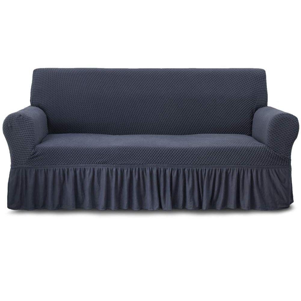 Frill Style Micro Mesh Sofa Cover (Grey Color)