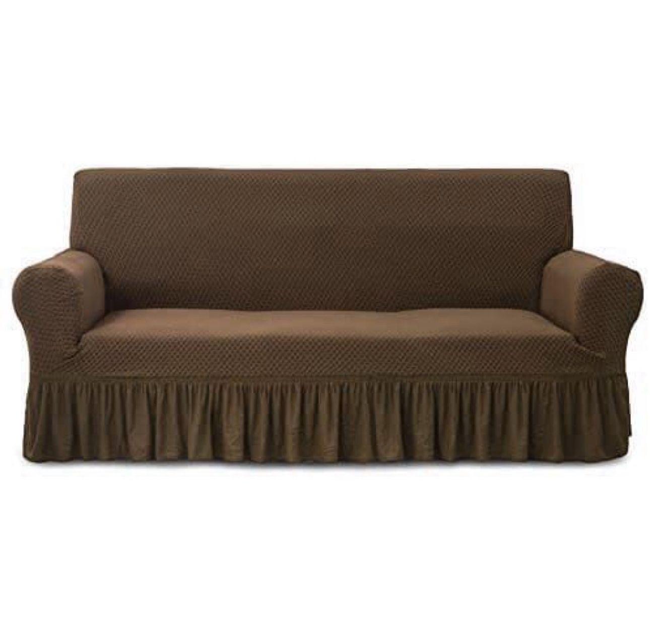 Frill Style Micro Mesh Sofa Cover (Brown Color)