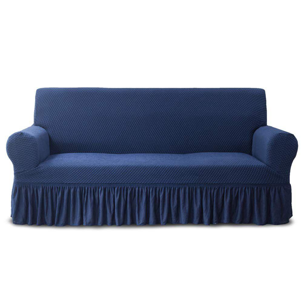 Frill Style Micro Mesh Sofa Cover (Blue Color)