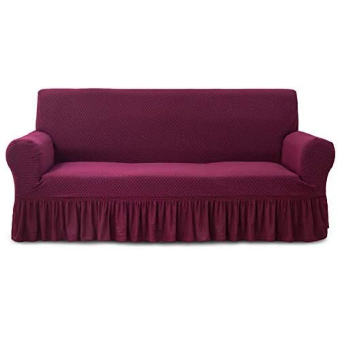 Frill Style Micro Mesh Sofa Cover (Maroon Color)