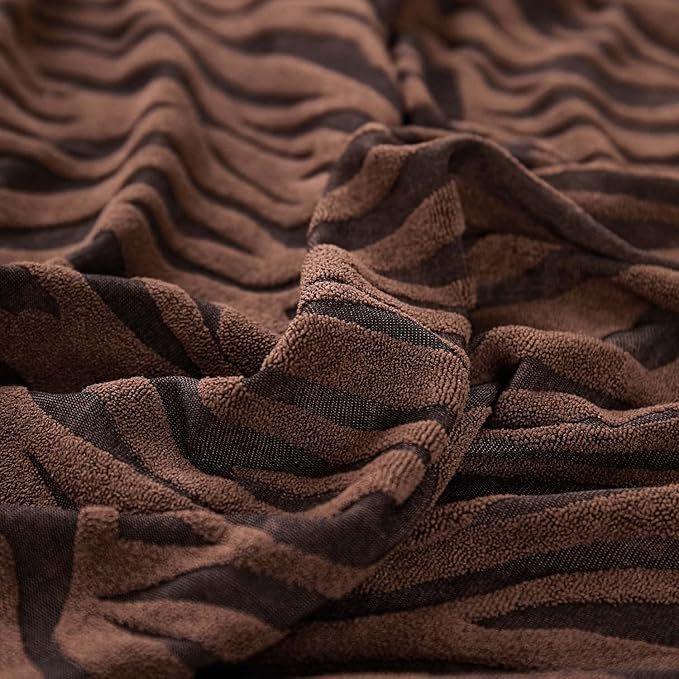 Zebra Stripe Gersey Sofa Covers Brown Color