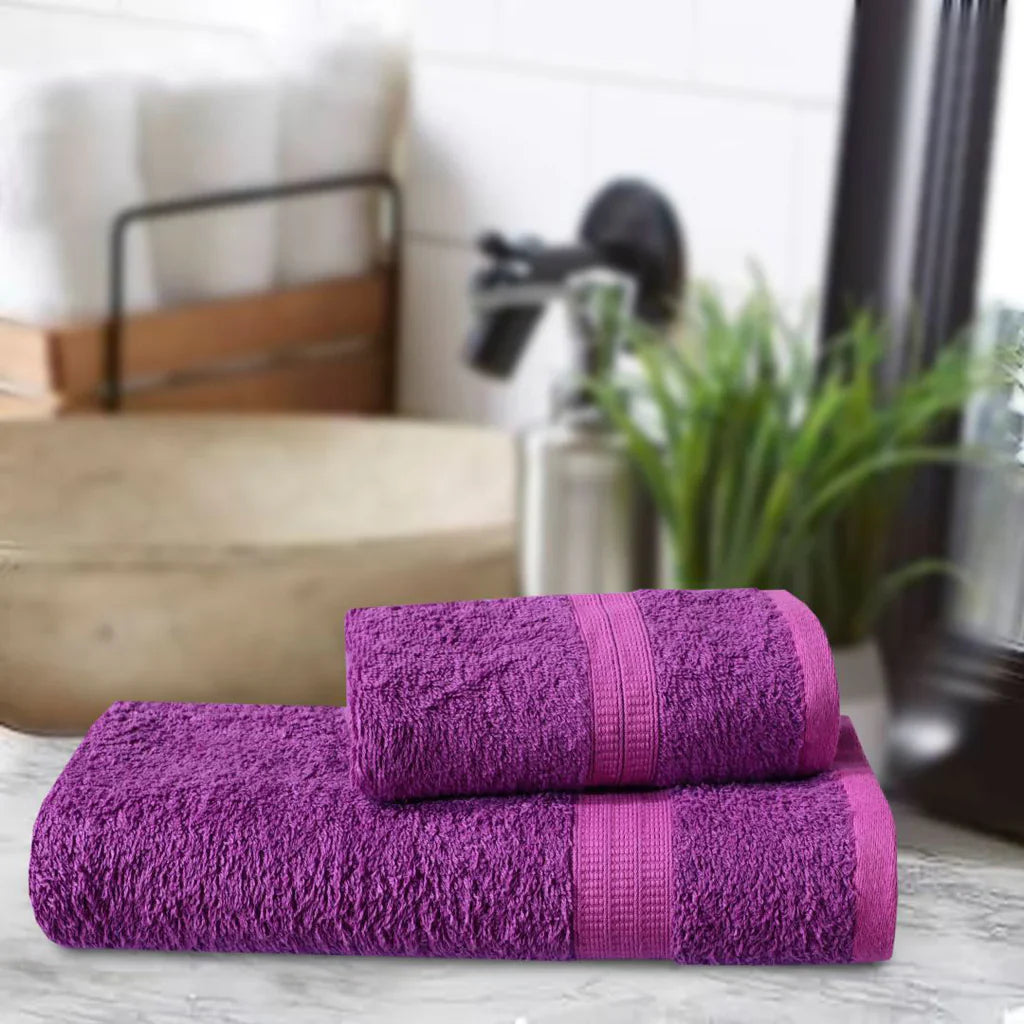 Export Quality Towel Set Magenta (Pack Of 2)