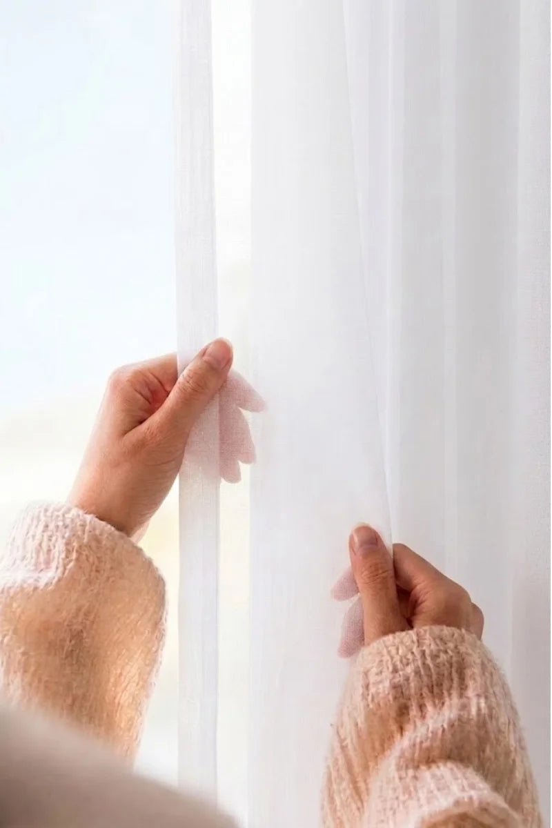 White Sheer Net Curtains – Set of 2 Panels
