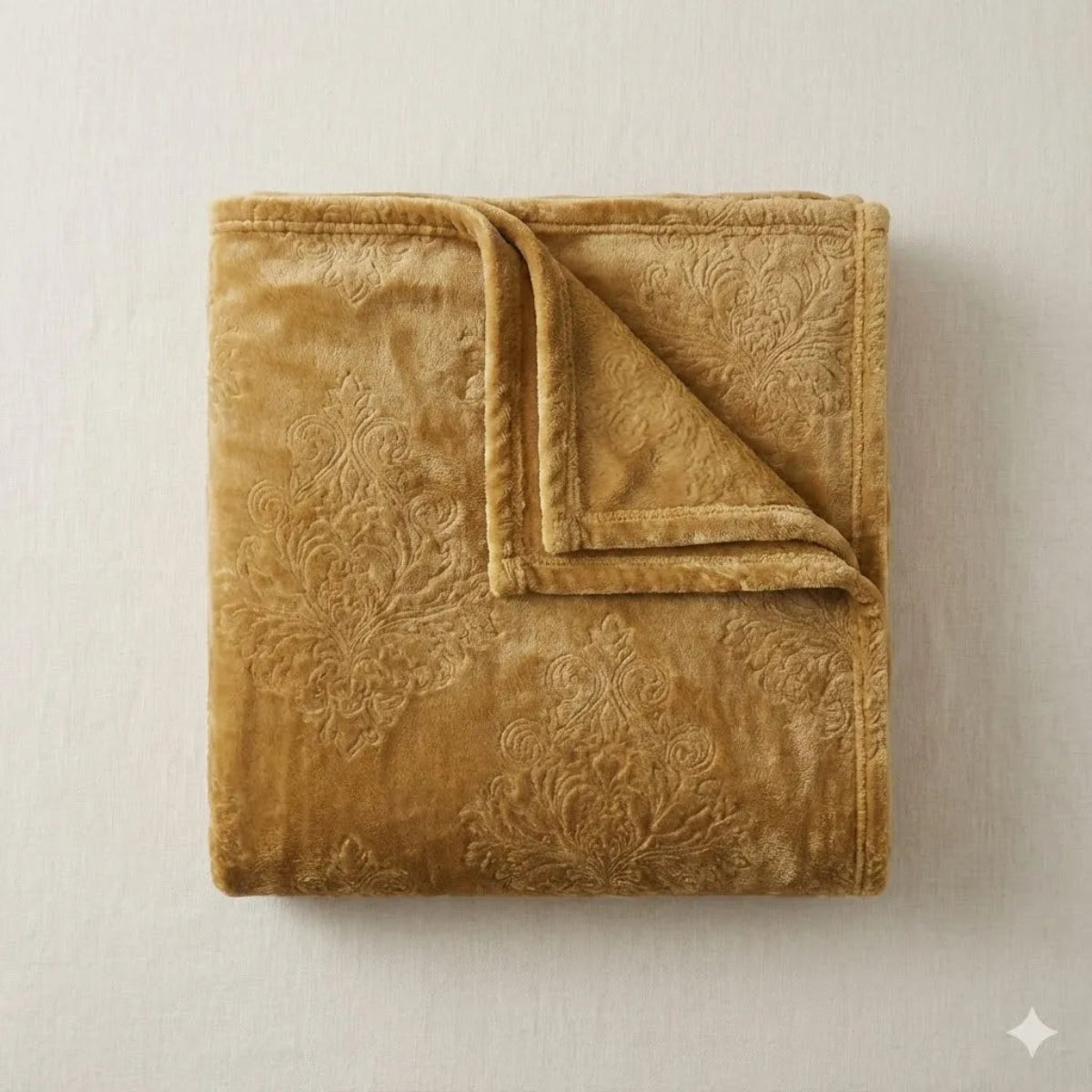 Premium Light Camel Dyed Embossed AC Fleece Blanket