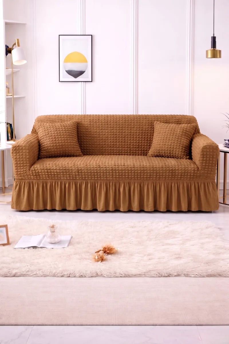 Frill Style Bubble Stuff Sofa Cover (Copper Color)