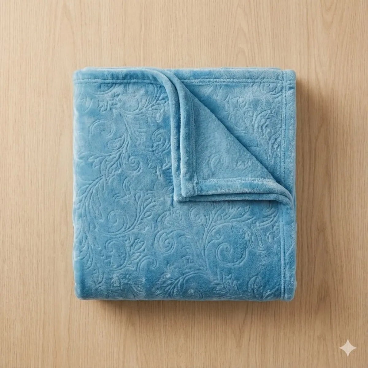 Premium Sky Blue Dyed Embossed AC Fleece Blanket