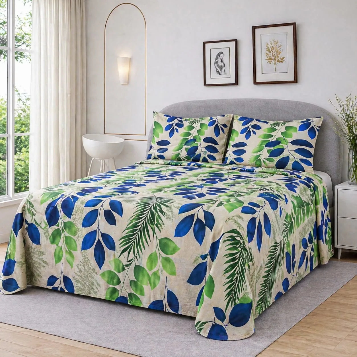 Premium Micro Rich Cotton Double Bed Bedsheet Set – 93x96 | Soft & Elegant Design