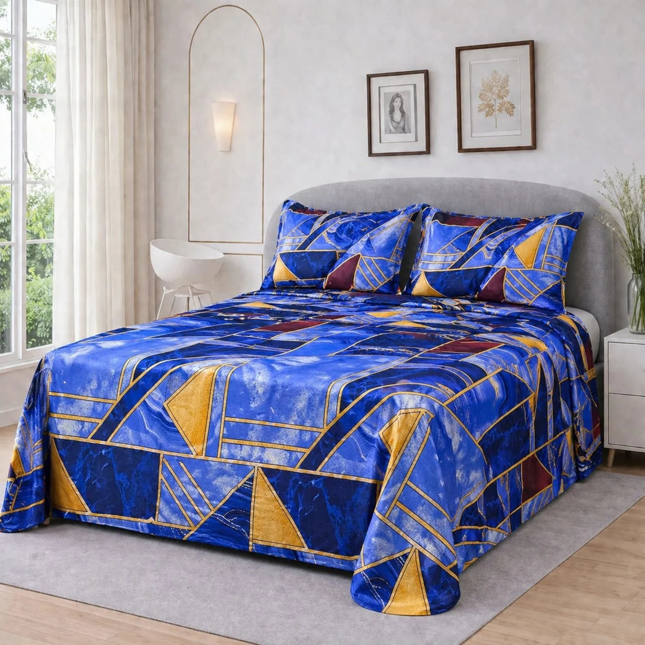 Premium Micro Rich Cotton Double Bed Bedsheet Set – 93x96 | Soft & Elegant Design