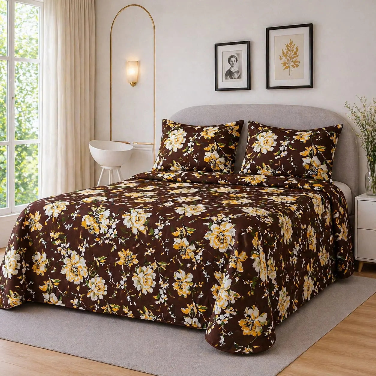Premium Micro Rich Cotton Double Bed Bedsheet Set – 93x96 | Soft & Elegant Design
