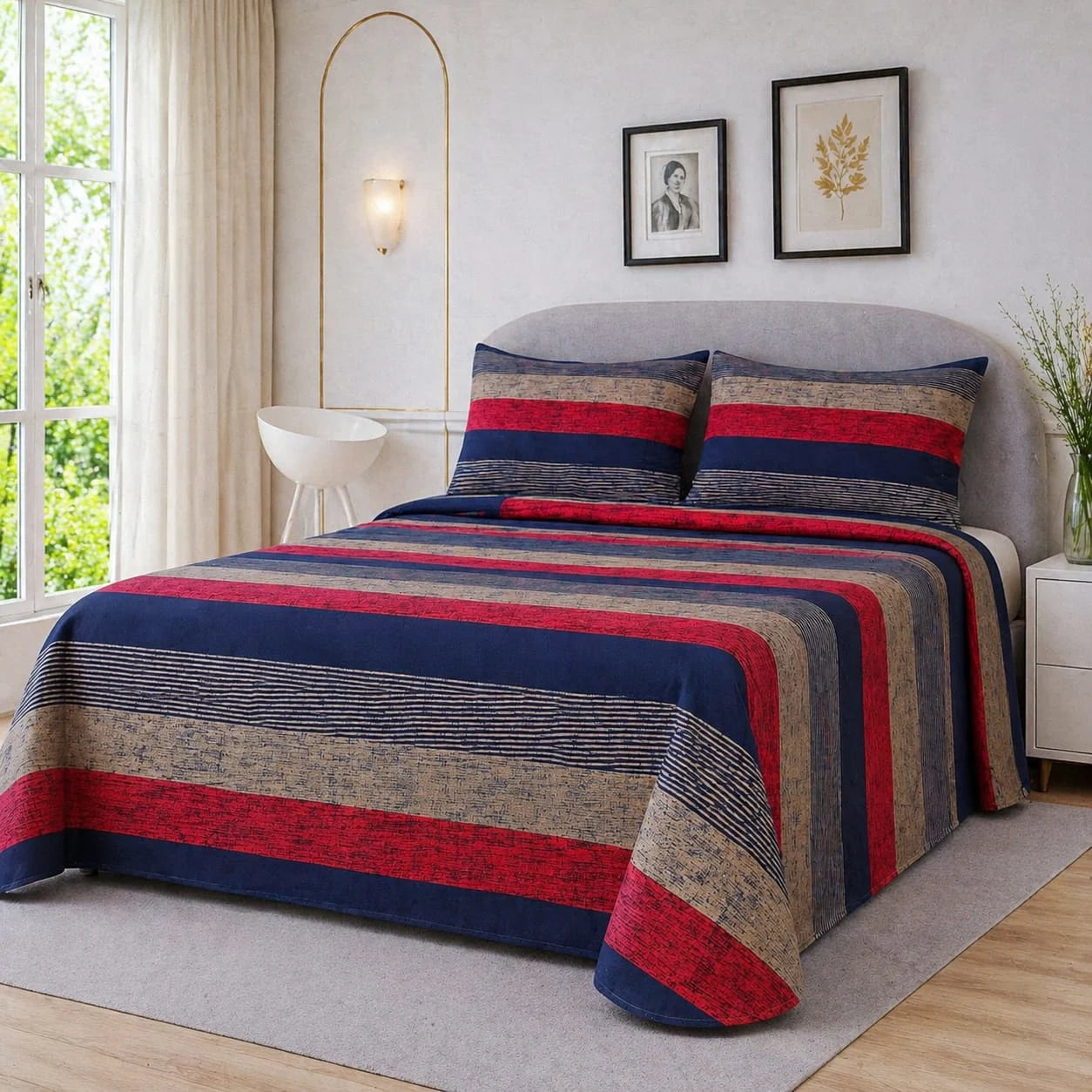 Premium Micro Rich Cotton Double Bed Bedsheet Set – 93x96 | Soft & Elegant Design