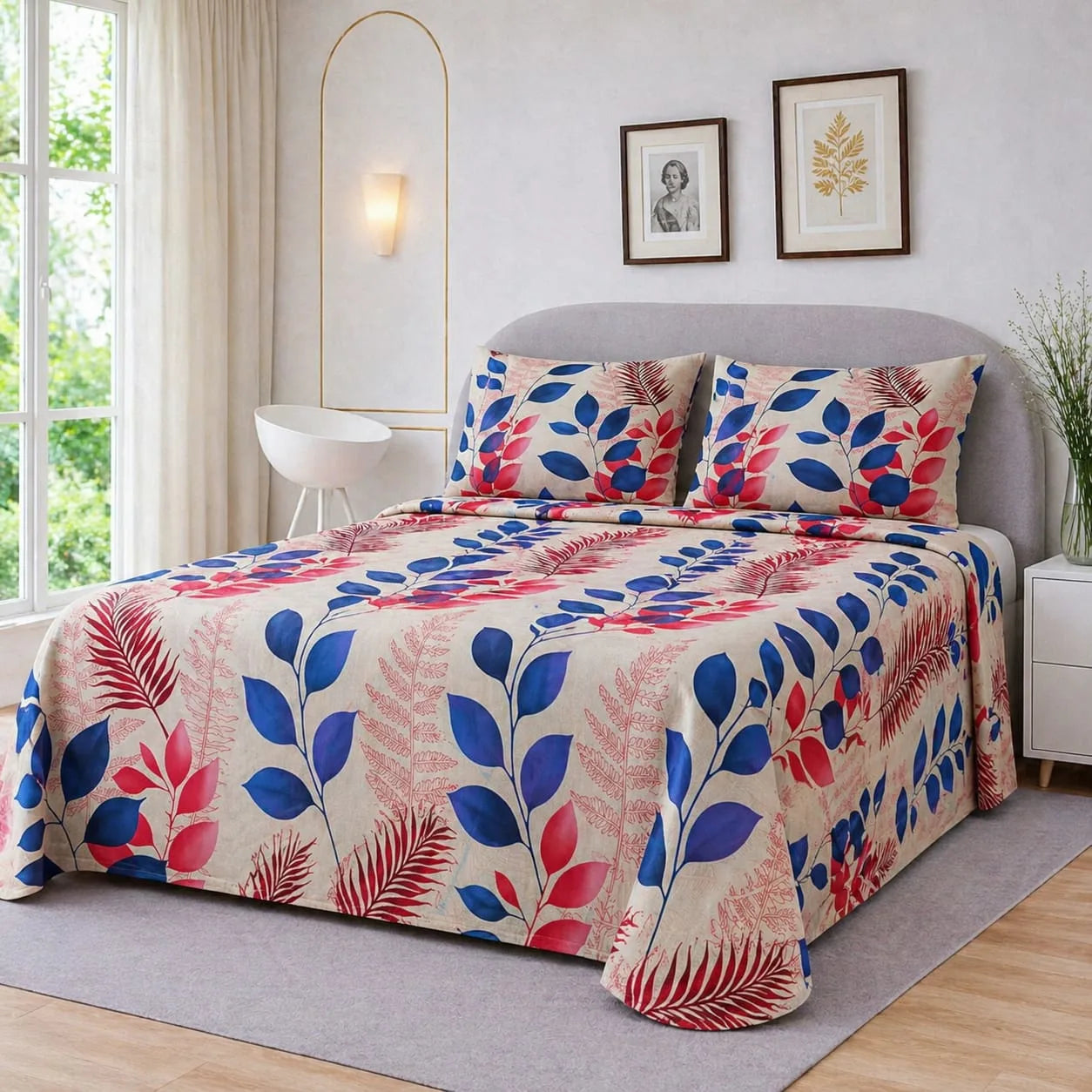 Premium Micro Rich Cotton Double Bed Bedsheet Set – 93x96 | Soft & Elegant Design
