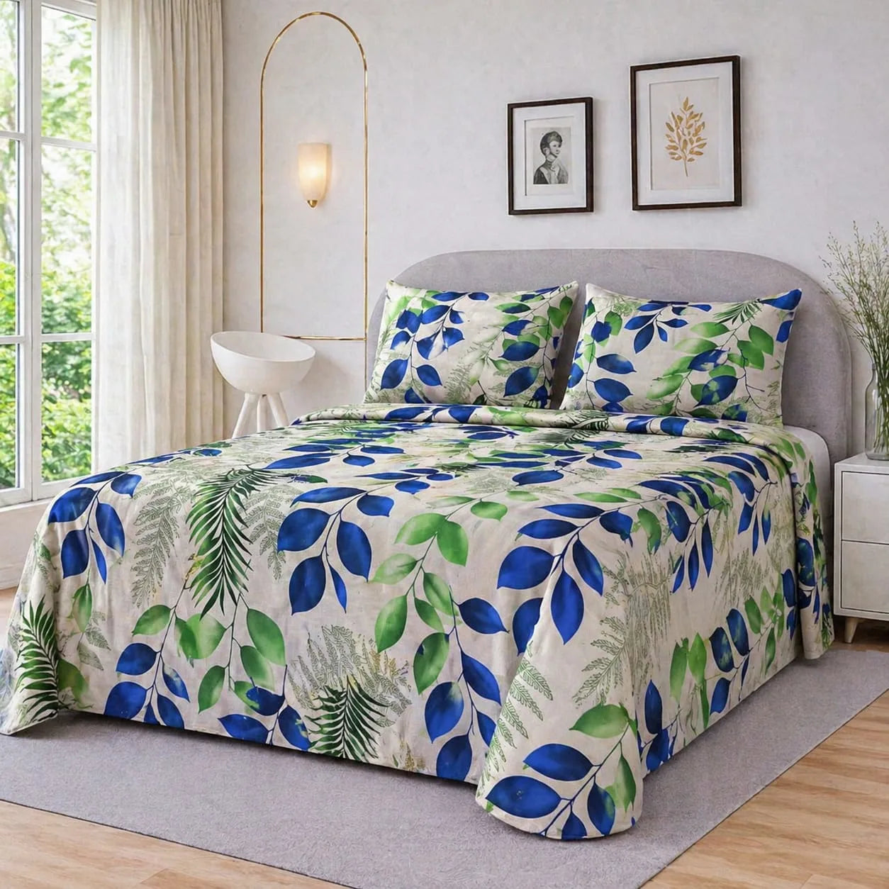 Premium Micro Rich Cotton Double Bed Bedsheet Set – 93x96 | Soft & Elegant Design